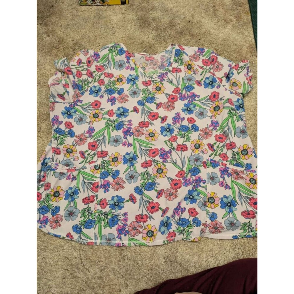 Scrubstar Floral medical doctors office Scrub Top 3XL